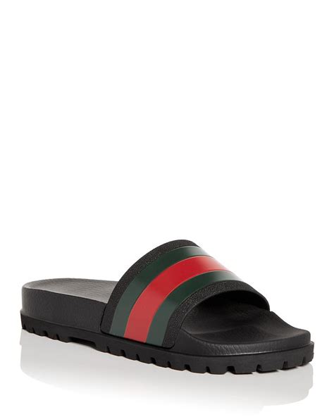 gucci logo stripe slide sandals